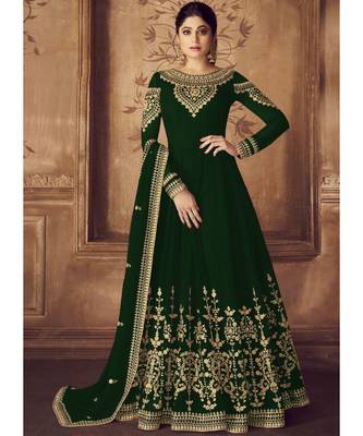 Dark Green Georgette Anarkali Salwar Kameez 1