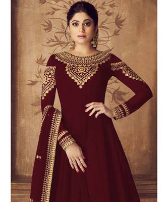 Dark Maroon Georgette Anarkali Salwar Kameez 2