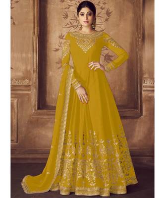 Yellow Georgette Anarkali Salwar Kameez 1