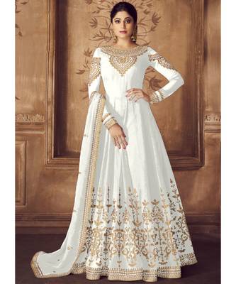 White Georgette Anarkali Salwar Kameez 1