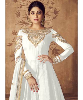 White Georgette Anarkali Salwar Kameez 2