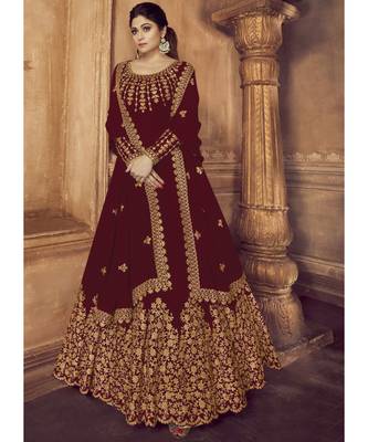 Maroon Georgette Anarkali Salwar Kameez 1