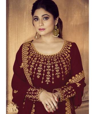 Maroon Georgette Anarkali Salwar Kameez 2