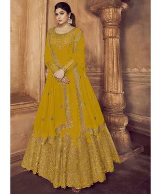 Yellow Georgette Anarkali Salwar Kameez 1