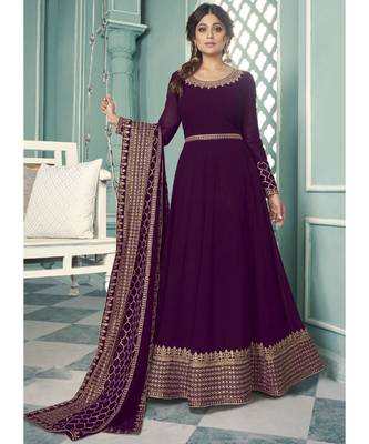 Wine Georgette Anarkali Salwar Kameez 1