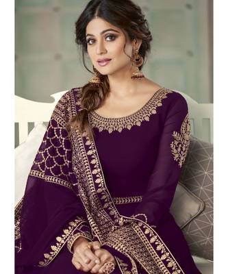 Wine Georgette Anarkali Salwar Kameez 2