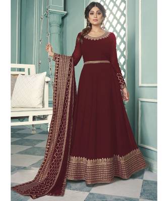Maroon Georgette Anarkali Salwar Kameez 1
