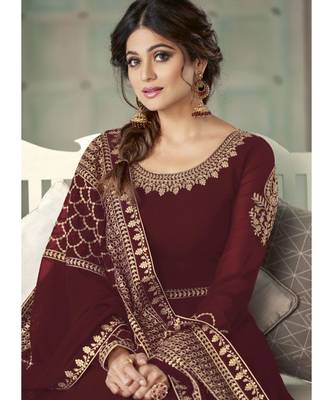 Maroon Georgette Anarkali Salwar Kameez 2