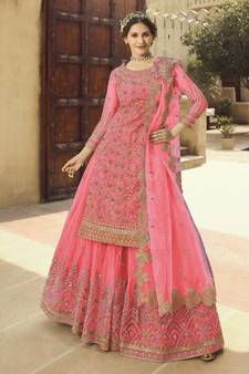 Pink Net Party Wear Salwar Kameez