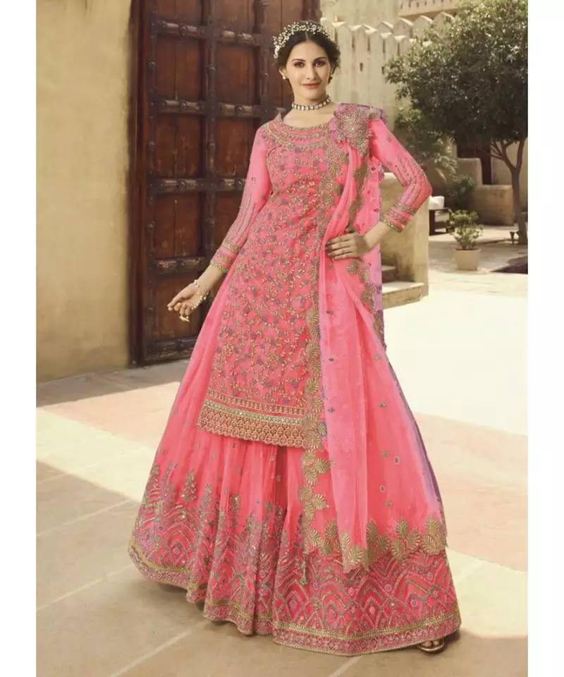 Pink Net Party Wear Salwar Kameez