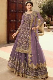 Lavender Net Party Wear Salwar Kameez