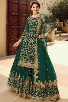 Green Net Party Wear Salwar Kameez