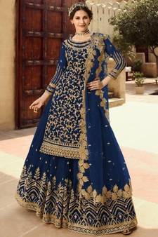 Royal Blue Net Party Wear Salwar Kameez