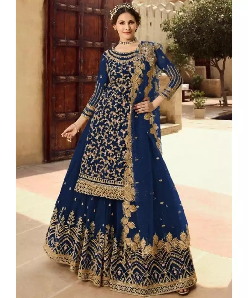 Royal Blue Net Party Wear Salwar Kameez