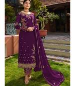 Purple Georgette Party Wear Salwar Kameez