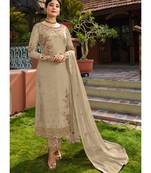 Beige Georgette Party Wear Salwar Kameez