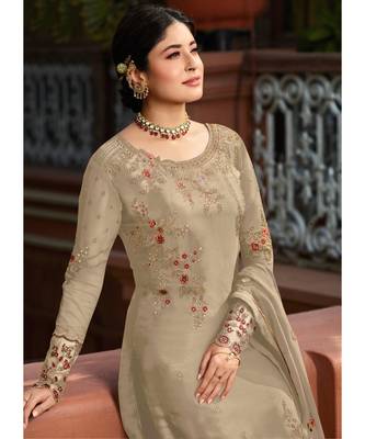 Beige Georgette Party Wear Salwar Kameez 2