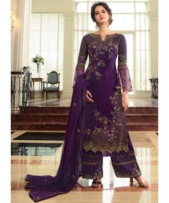 Purple Georgette Party Wear Salwar Kameez 1