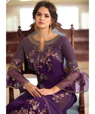 Purple Georgette Party Wear Salwar Kameez 2