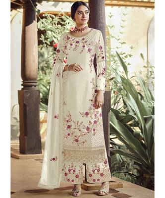 White Georgette Party Wear Salwar Kameez 1