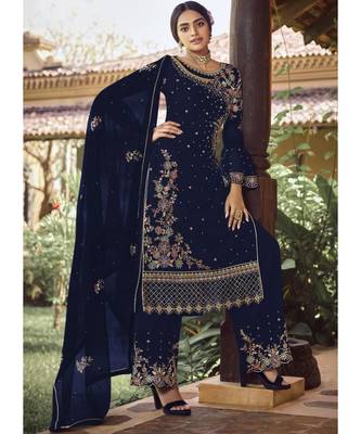 Royal Blue Georgette Party Wear Salwar Kameez 1