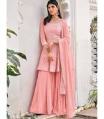 Peach Embroidered Gharara Suit