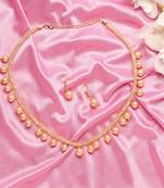 Classic Gold Plated Layered Chain With Pearls Necklace Set With Matching Earrings For Women & Girls