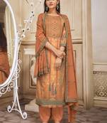 Orange digital print cotton silk salwar