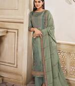 Olive digital print cotton silk salwar
