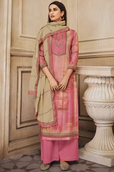 Pink digital print cotton silk salwar
