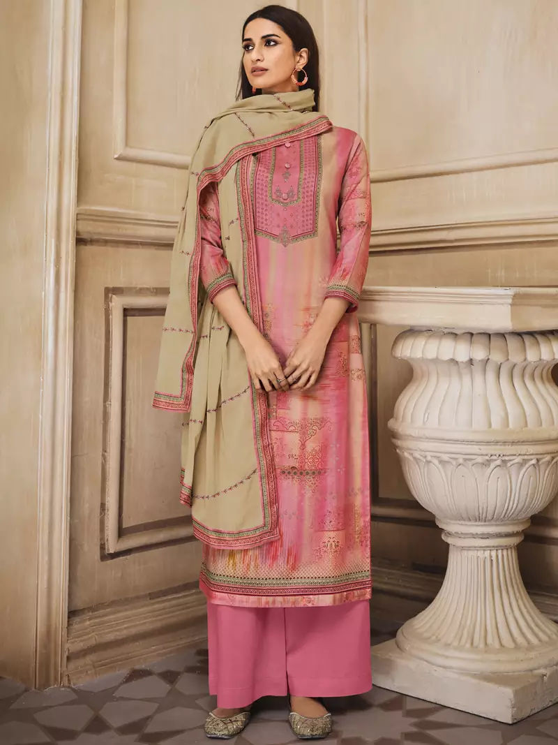 Pink digital print cotton silk salwar