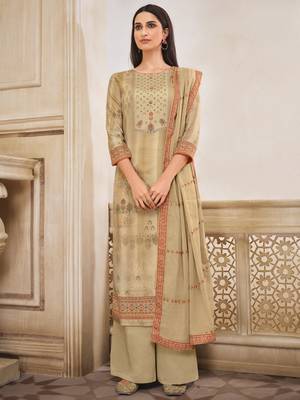 Beige digital print cotton silk salwar 1