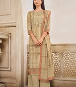 Beige digital print cotton silk salwar