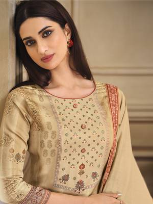 Beige digital print cotton silk salwar 2