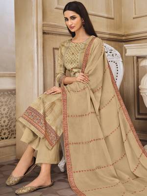 Beige digital print cotton silk salwar 3