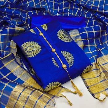 Blue woven jacquard salwar 1