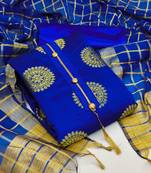 Blue woven jacquard salwar