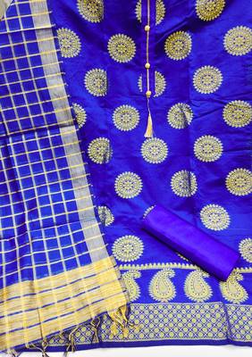 Blue woven jacquard salwar 2