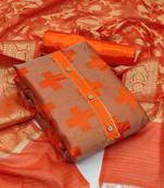 Orange woven jacquard salwar