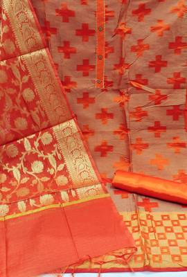 Orange woven jacquard salwar 2