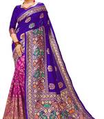 Cotton silk Designer woven jaquard women Saree KESS_VIRASAT_Blue-Pink