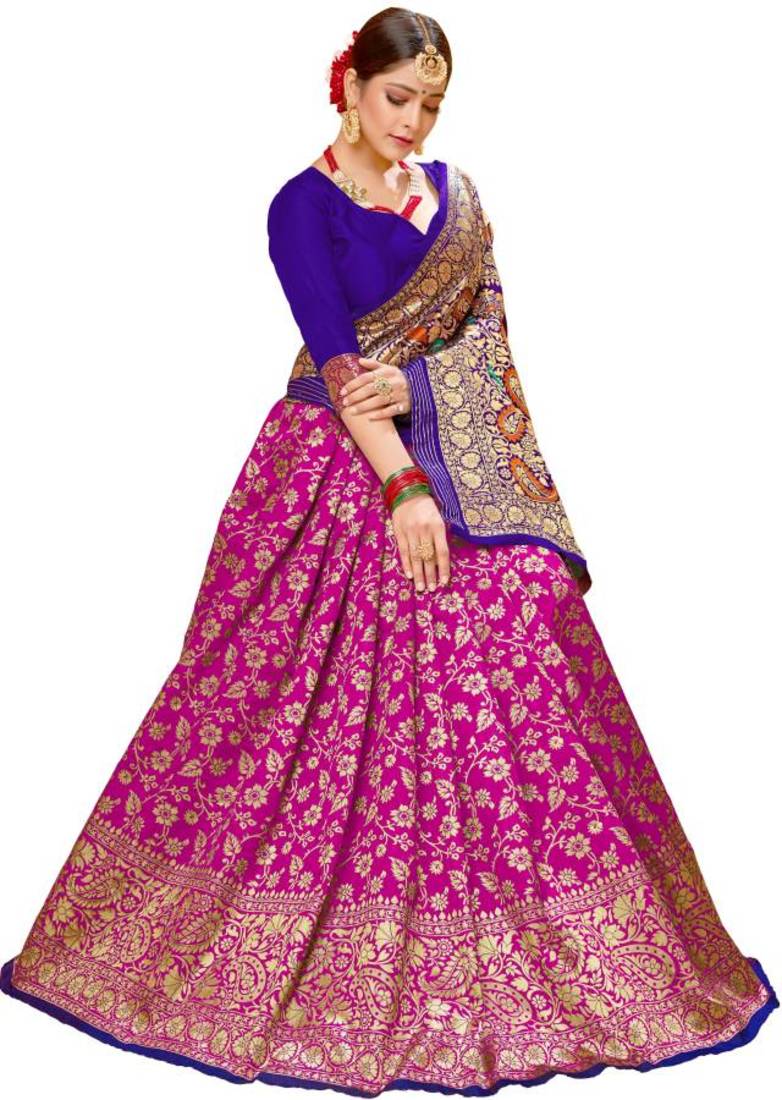 Cotton silk Designer woven jaquard women Saree KESS_VIRASAT_Blue-Pink