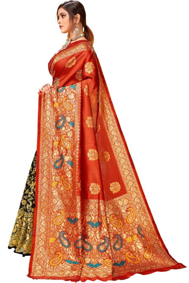 Cotton silk Designer woven jaquard women Saree KESS_VIRASAT_Red-Black