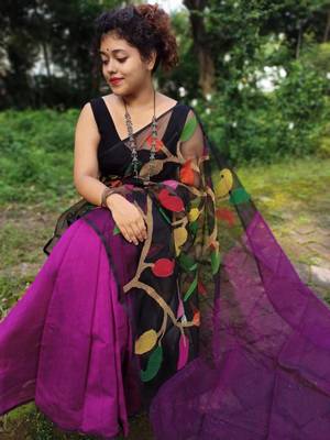Leaf Buti Motka Muslin Jamdani Saree 2