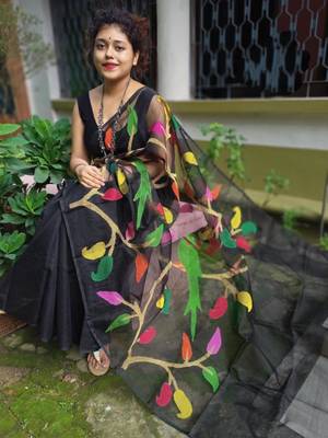 Leaf Buti Motka Muslin Jamdani Saree 2