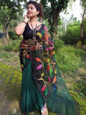 Leaf Buti Motka Muslin Jamdani Saree 1