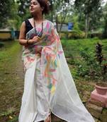 Leaf Buti Motka Muslin Jamdani Saree