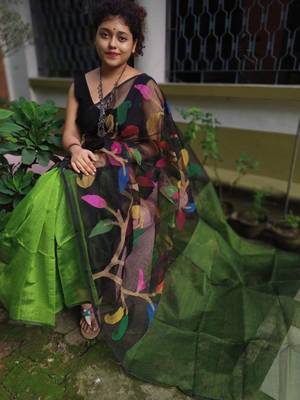 Leaf Buti Motka Muslin Jamdani Saree 2