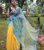 Leaf Buti Motka Muslin Jamdani Saree