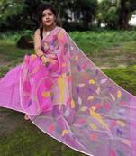 Leaf Buti Motka Muslin Jamdani Saree